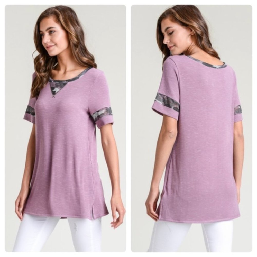 Lavender/Camo Contrast Top/Tunic  !!SUPER CUTE!!